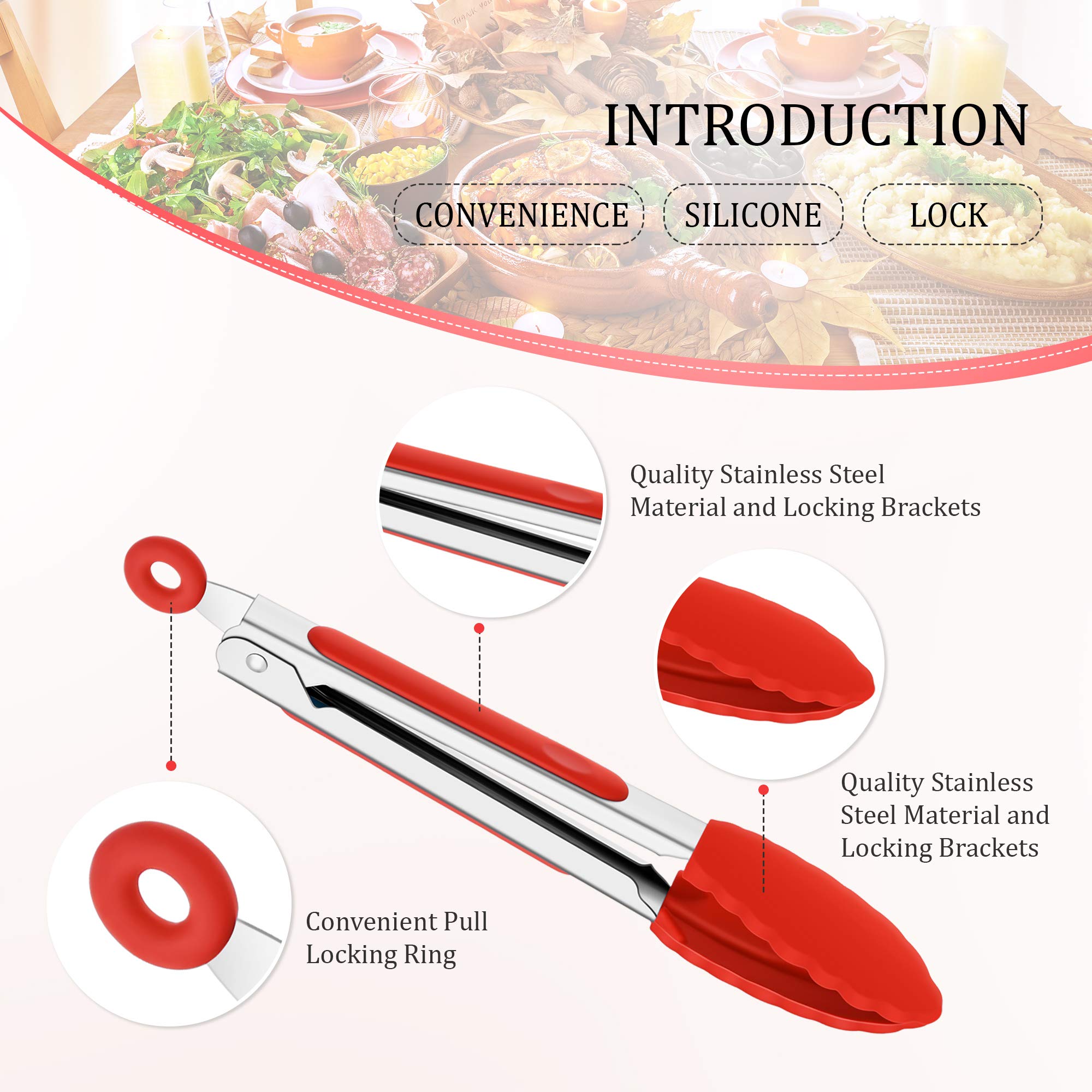 Foto 4 pulgar | Pinzas De Silicona Mudder Mini De 7 Pulgadas Para Ensaladas, Asar A La Parrilla Y Freír - Venta Internacional.