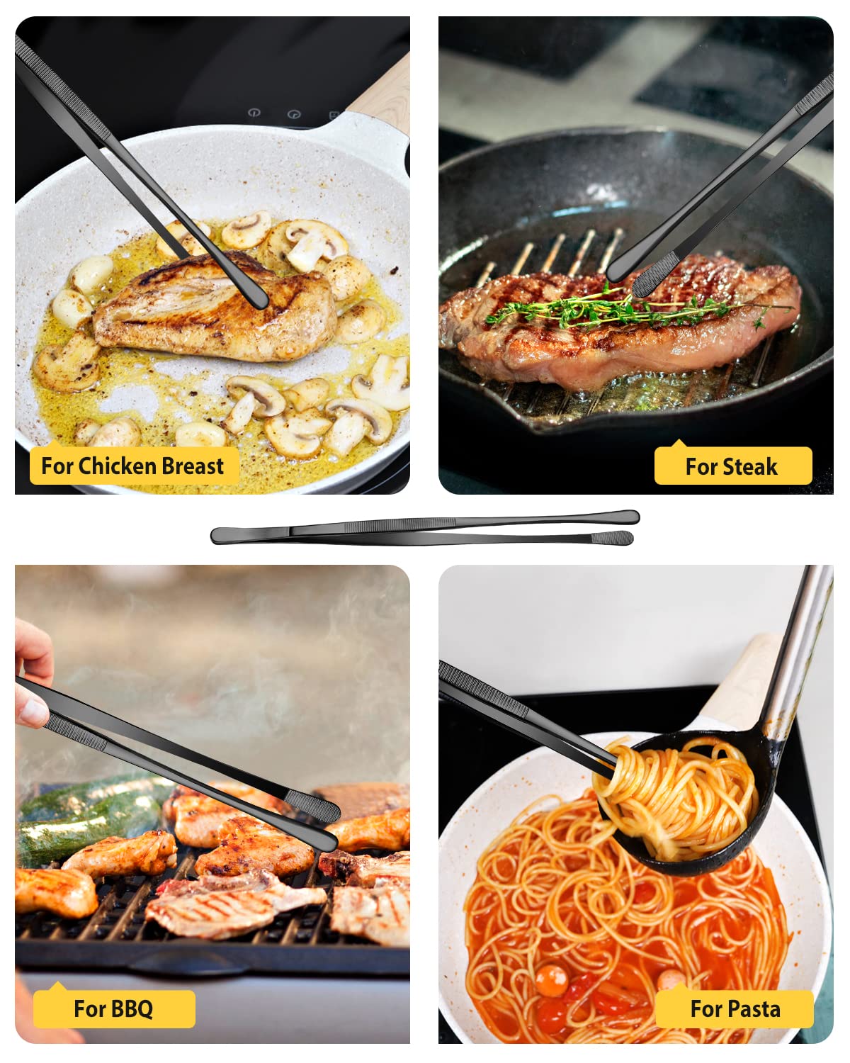 Foto 4 pulgar | Pinzas De Cocina Bundlepro, Finas, Largas, 30 Cm Y 25 Cm, Acero Inoxidable - Venta Internacional.