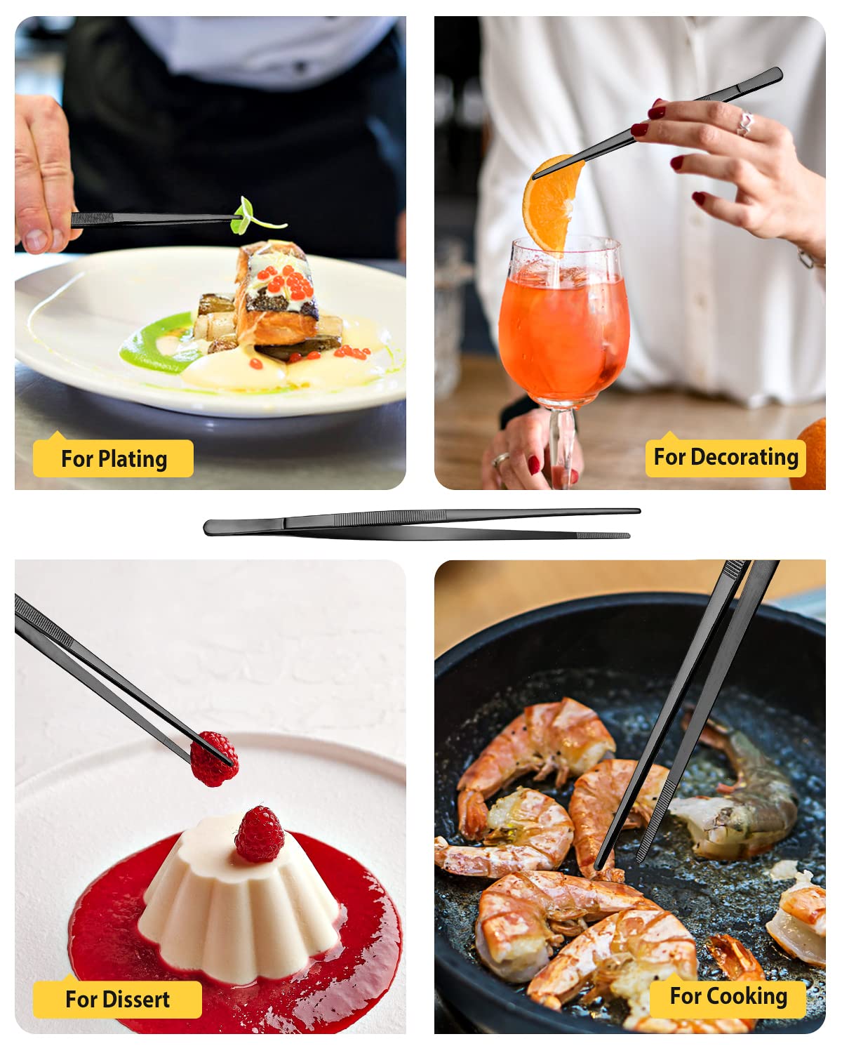Foto 5 | Pinzas De Cocina Bundlepro, Finas, Largas, 30 Cm Y 25 Cm, Acero Inoxidable - Venta Internacional.