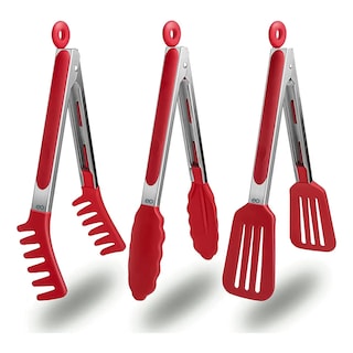 Foto 1 | Set De Pinzas De Cocina De Silicona De Acero Inoxidable Eo Safe Imports Esi-20708 Rojo
