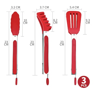Foto 2 | Set De Pinzas De Cocina De Silicona De Acero Inoxidable Eo Safe Imports Esi-20708 Rojo