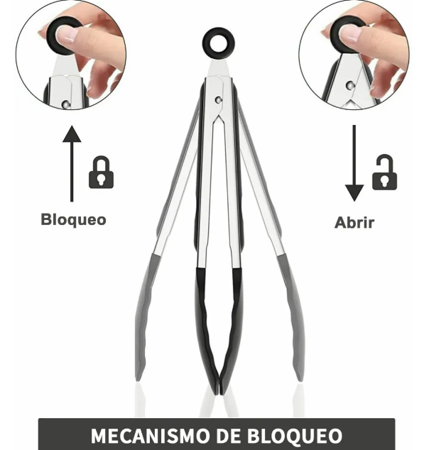Foto 4 pulgar | Xtellar Pinzas Profesionales De Cocina De Acero Inoxidable Y Silicona  Juego De 3