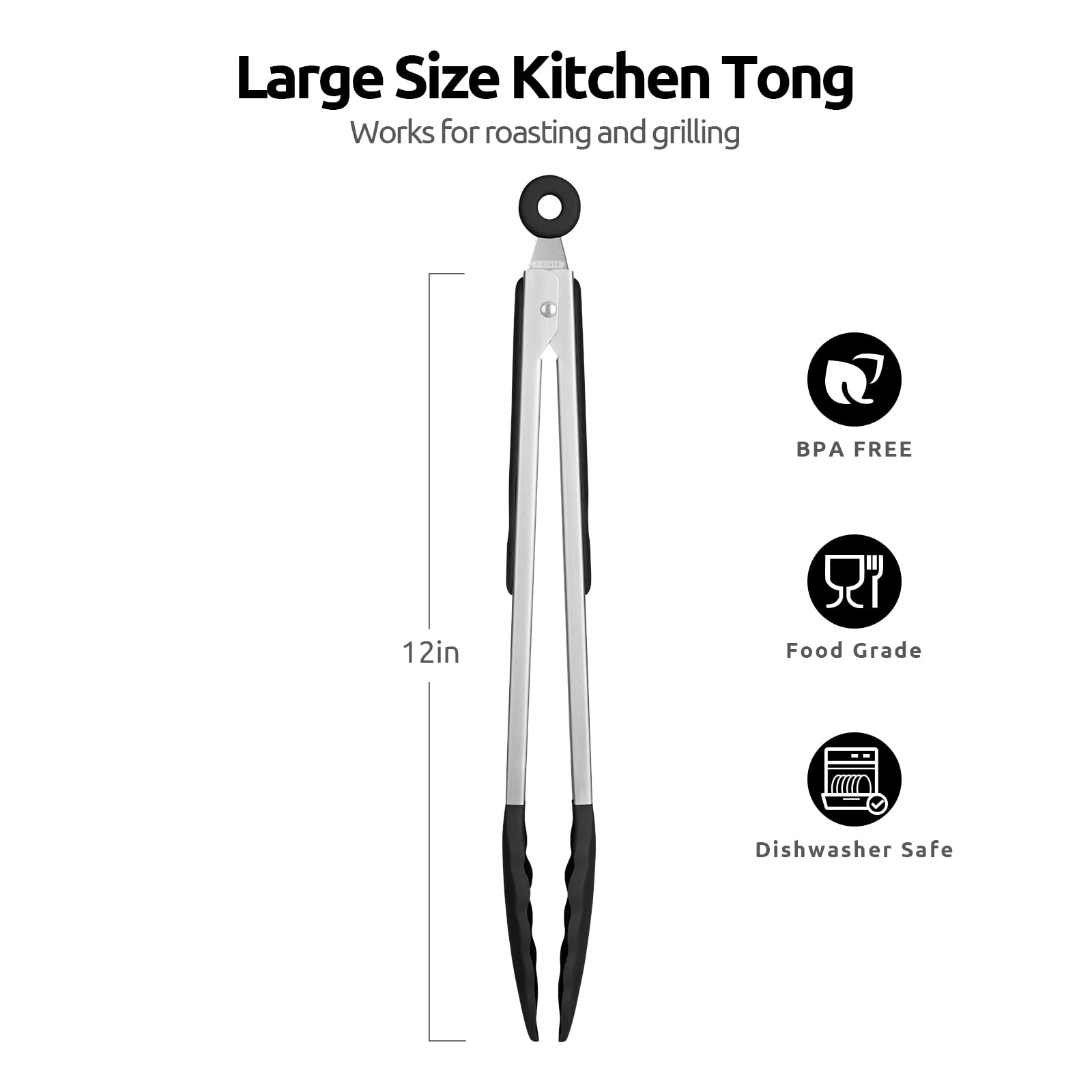Foto 3 pulgar | Pinzas De Cocina U-taste De 30 Cm Grandes De Silicona Con Acero Inoxidable - Venta Internacional.