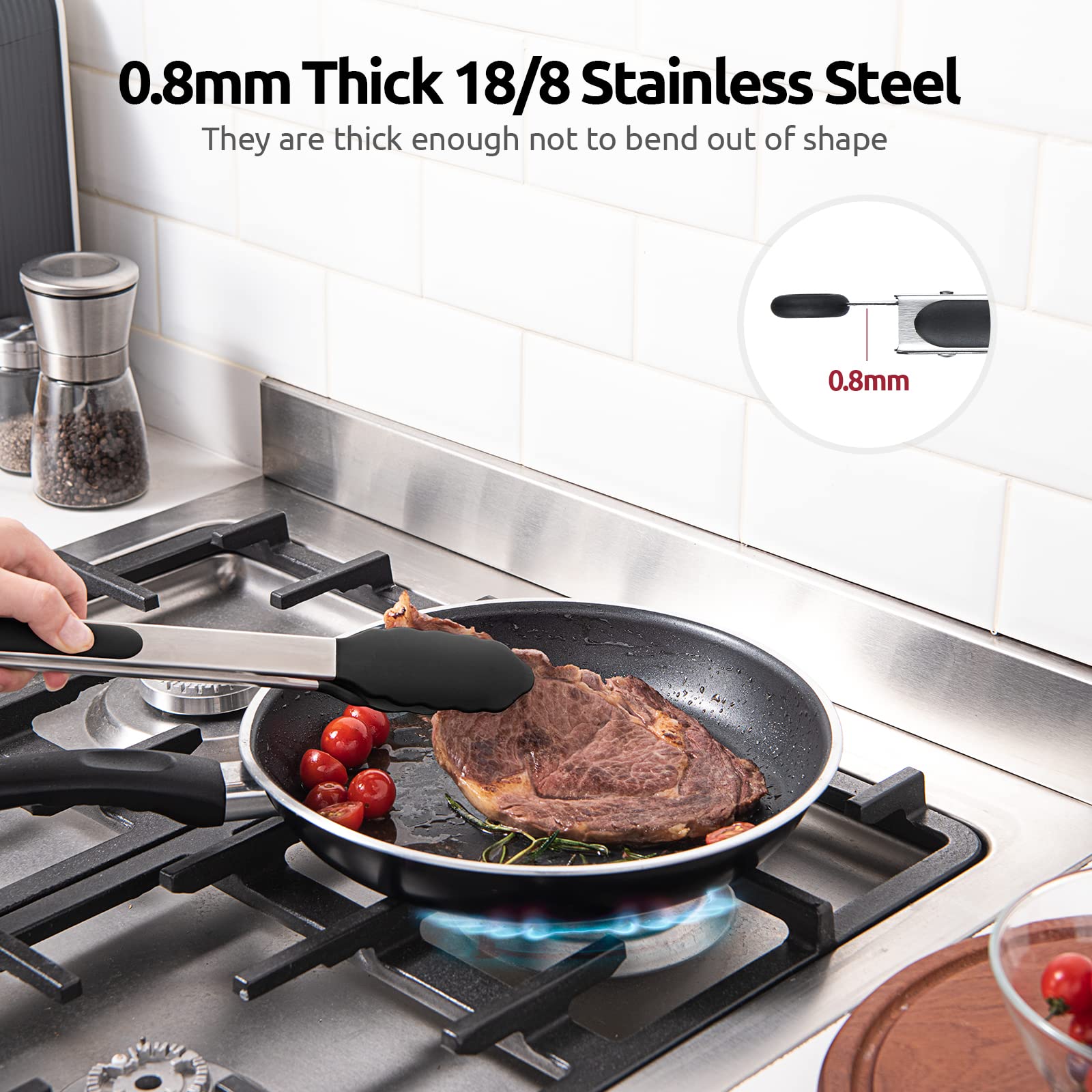 Foto 6 pulgar | Pinzas De Cocina U-taste De 30 Cm Grandes De Silicona Con Acero Inoxidable - Venta Internacional.