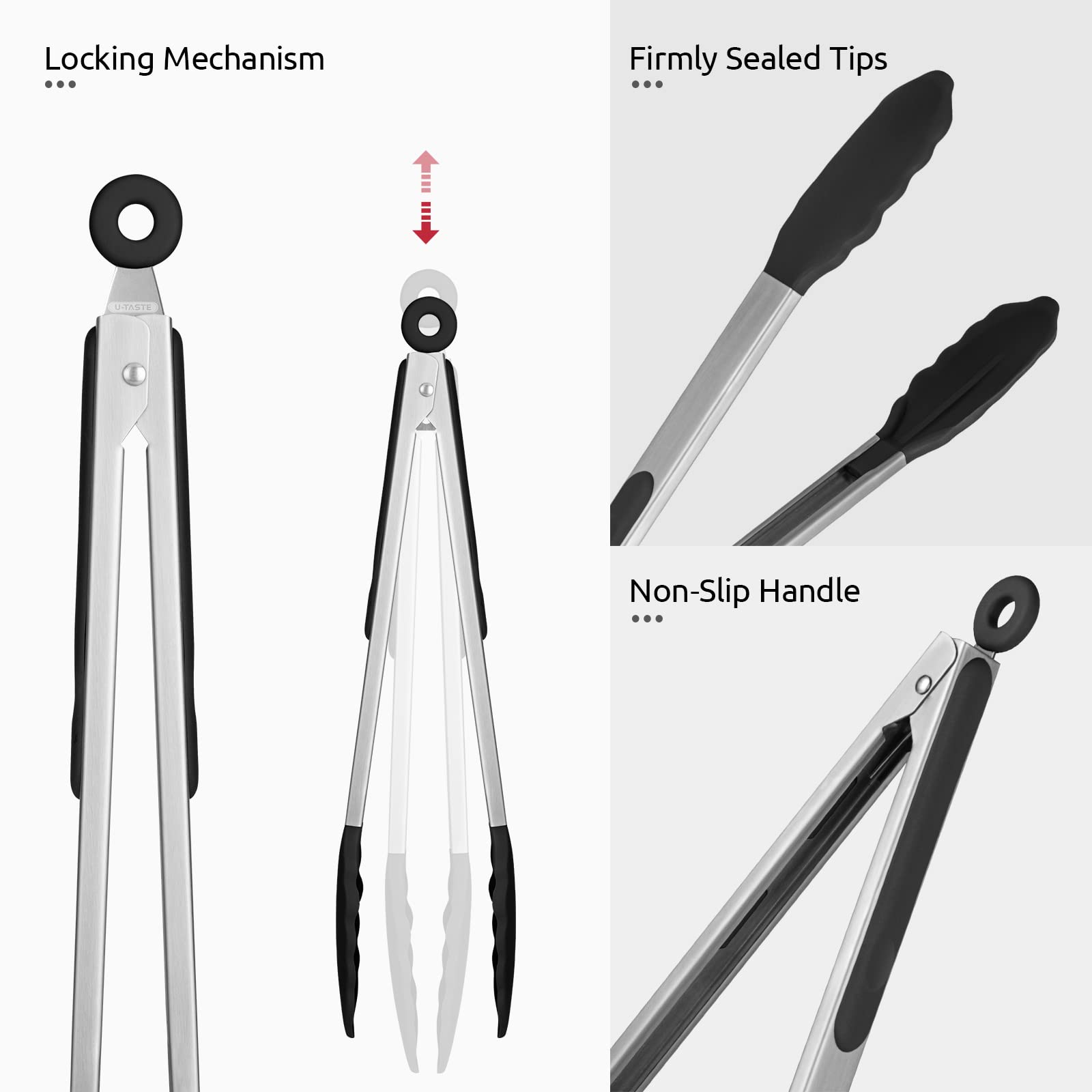 Foto 7 pulgar | Pinzas De Cocina U-taste De 30 Cm Grandes De Silicona Con Acero Inoxidable - Venta Internacional.