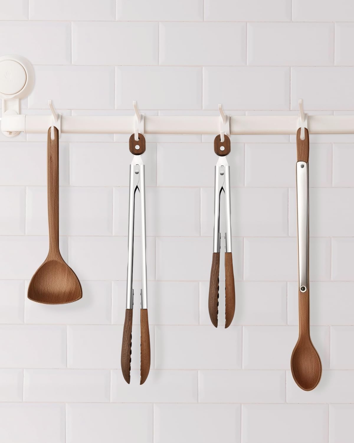 Foto 7 | Pinzas De Madera Bakpoco Para Cocinar Madera De Nogal De Acero Inoxidable - Venta Internacional.