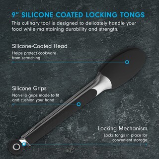 Foto 2 | Pinzas De Bloqueo Messermeister Con Revestimiento De Silicona 23 Cm Color Negro - Venta Internacional.