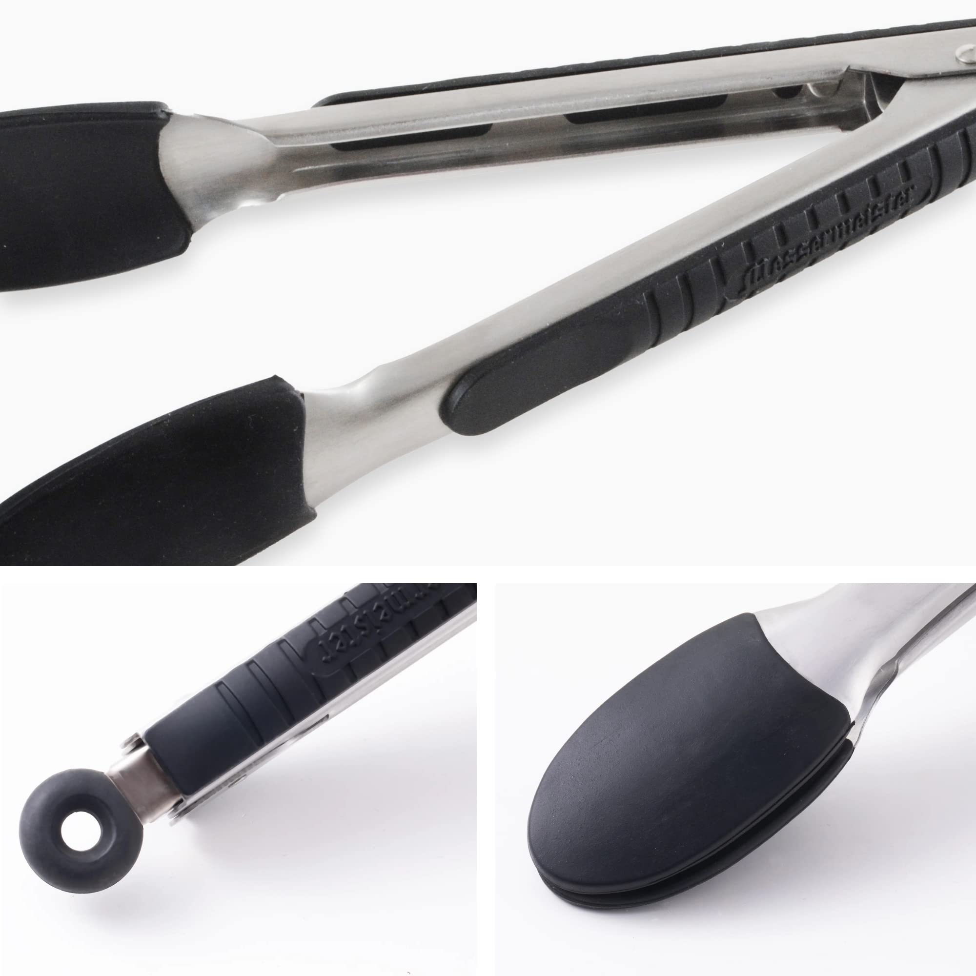 Foto 5 pulgar | Pinzas De Bloqueo Messermeister Con Revestimiento De Silicona  23 Cm  Color Negro - Venta Internacional.