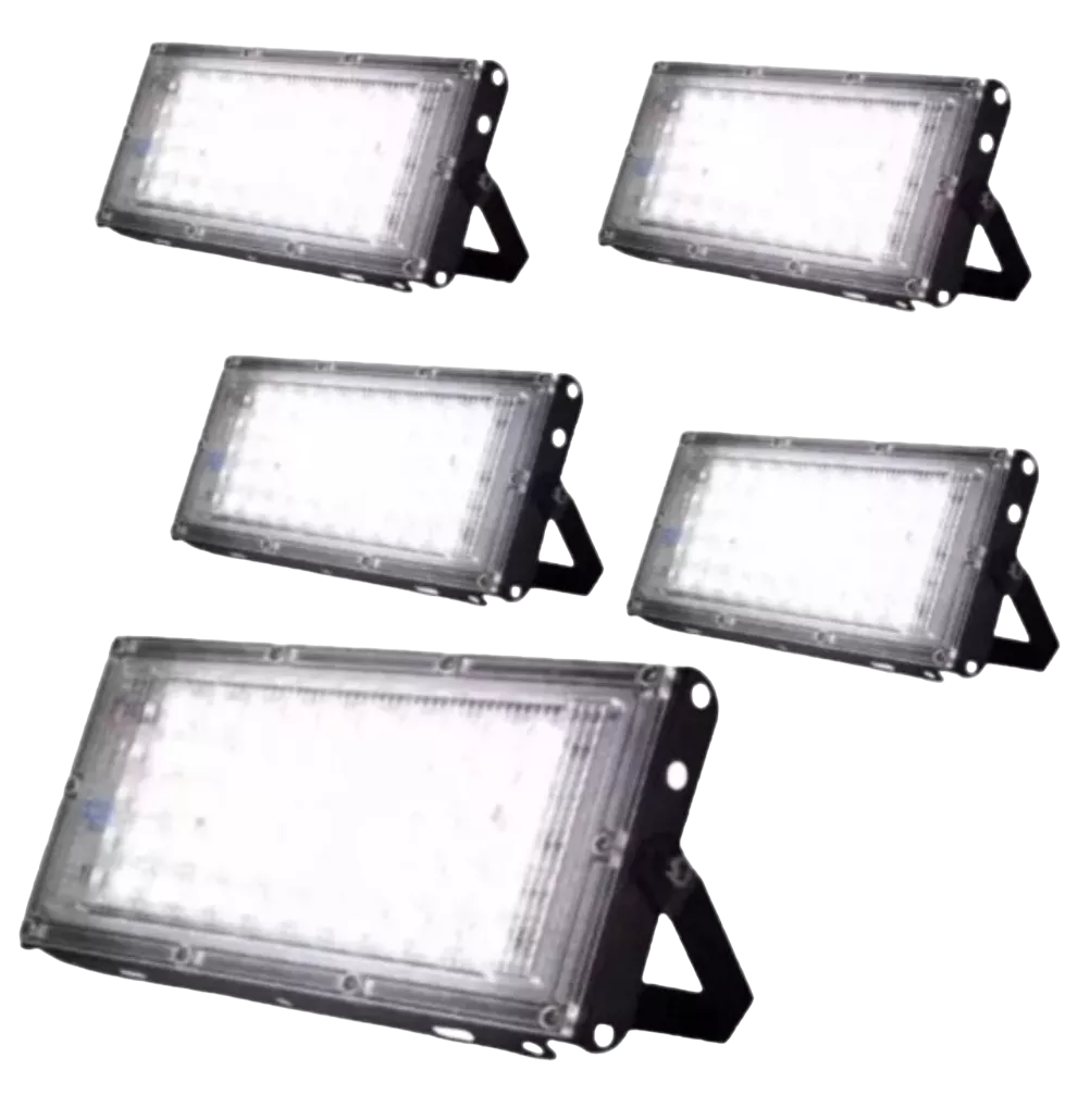 Foto 2 pulgar | Reflector Led 20w Luminario Exterior Carcasa Negro Luz Blanco Frío 5 Pzs