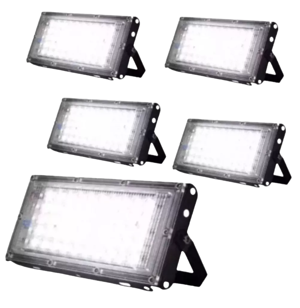 Reflector Led 20w Luminario Exterior Carcasa Negro Luz Blanco Frío 5 Pzs