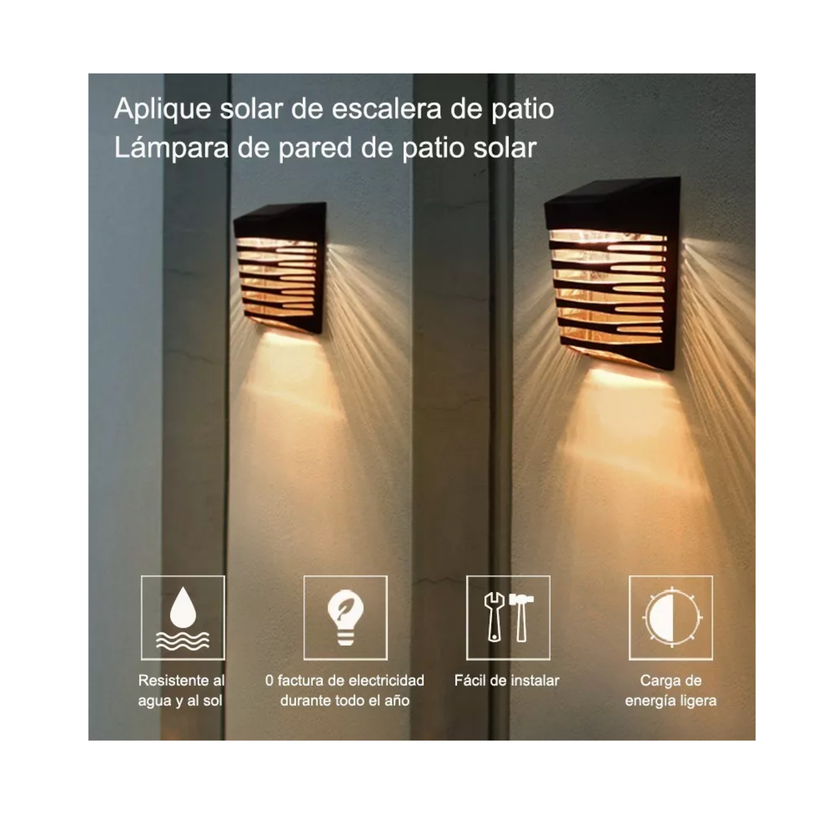 Foto 5 pulgar | Lámpara Solar Led para Exterior con Sensor de 2 Piezas