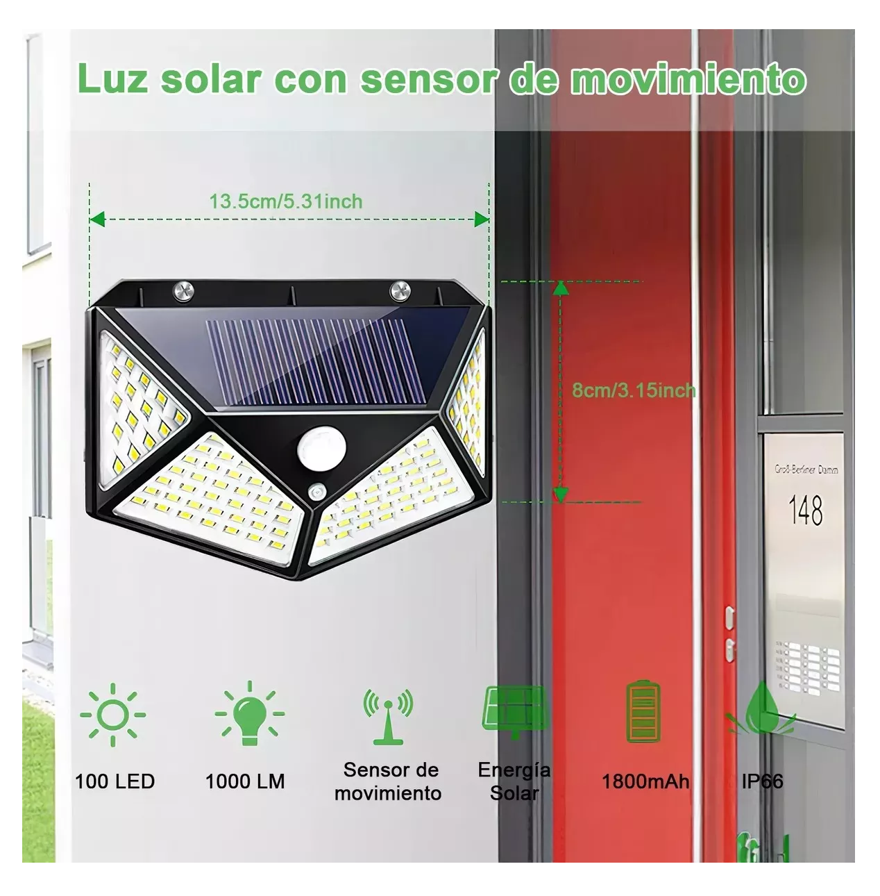 Foto 2 | Lámpara Solar Belug de Pared 8 Piezas