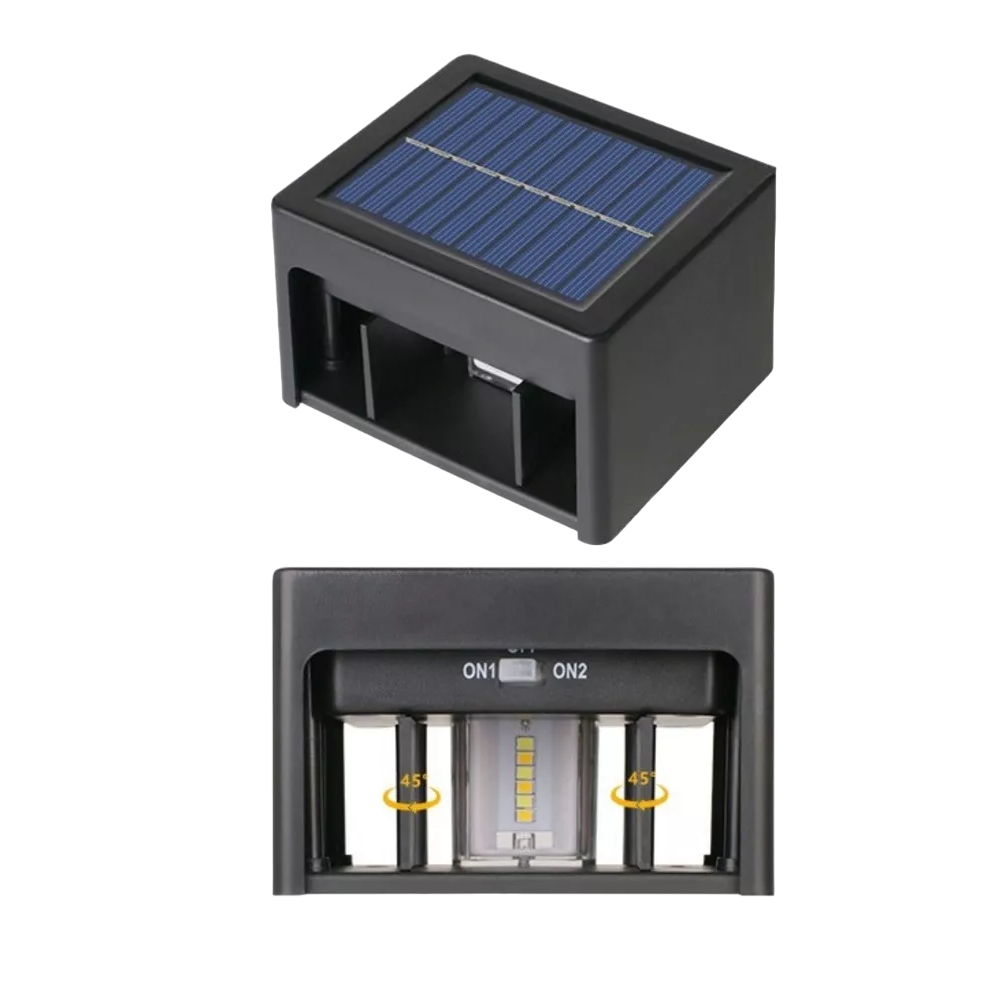 Luces Solares De Pared Lampara Led Exterior Jardín Balcón 2 Pzs Negra