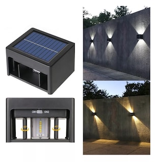 Foto 2 | Luces Solares De Pared Lampara Led Exterior Jardín Balcón 2 Pzs Negra