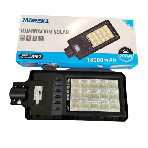 Lámpara Led Con Panel Solar Y Control Remoto, Grado De Protección De Ip67, 200w, 18000mah