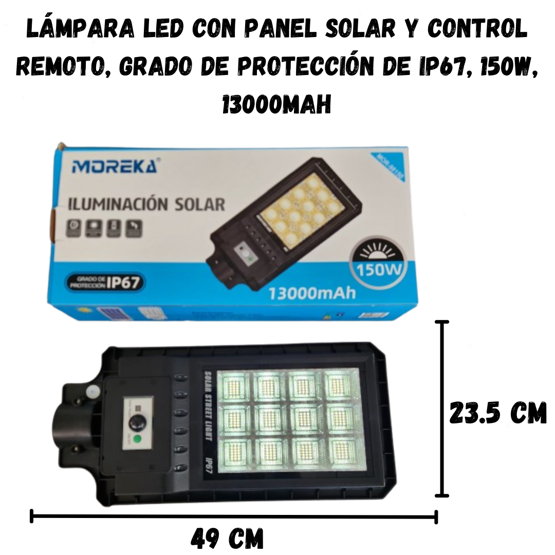 Foto 6 pulgar | Lámpara Led Con Panel Solar Y Control Remoto, Grado De Protección De Ip67, 150w, 13000mah