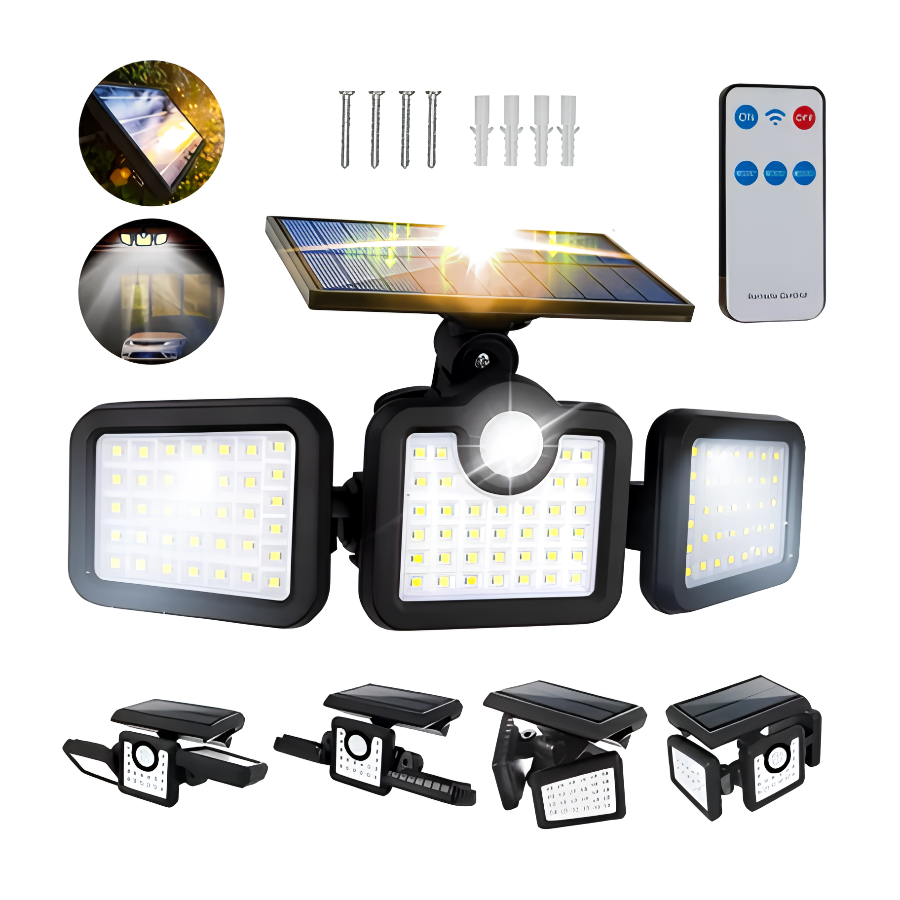 Foto 3 | Lámpara Solar Led, 3 Paneles, Sensor De Movimiento, Control Remoto, Iluminación De Seguridad