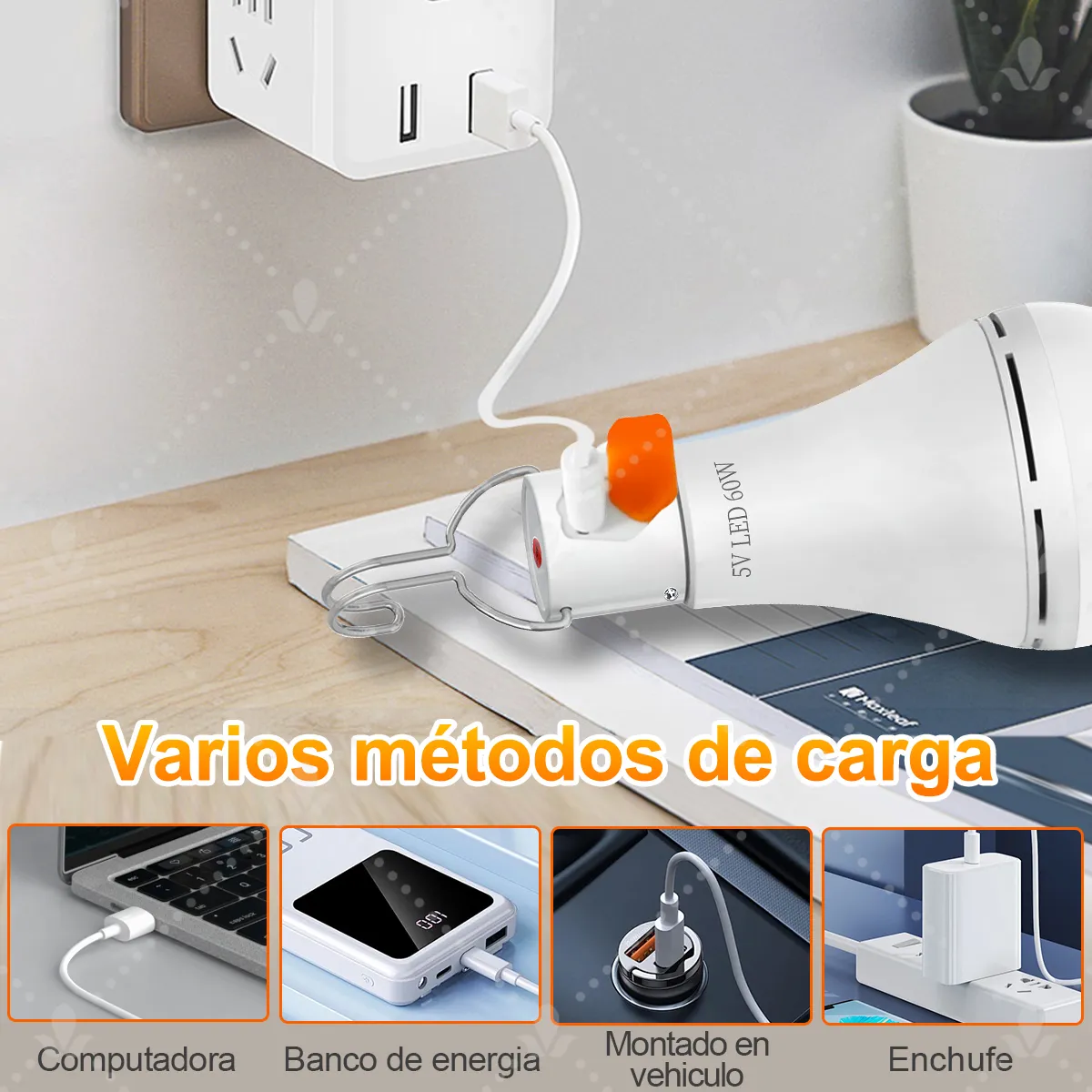 Foto 3 | Luz De Emergencia Belug Usb Solar Recargable Y Extraíble 60w 2 Pzs Blanco
