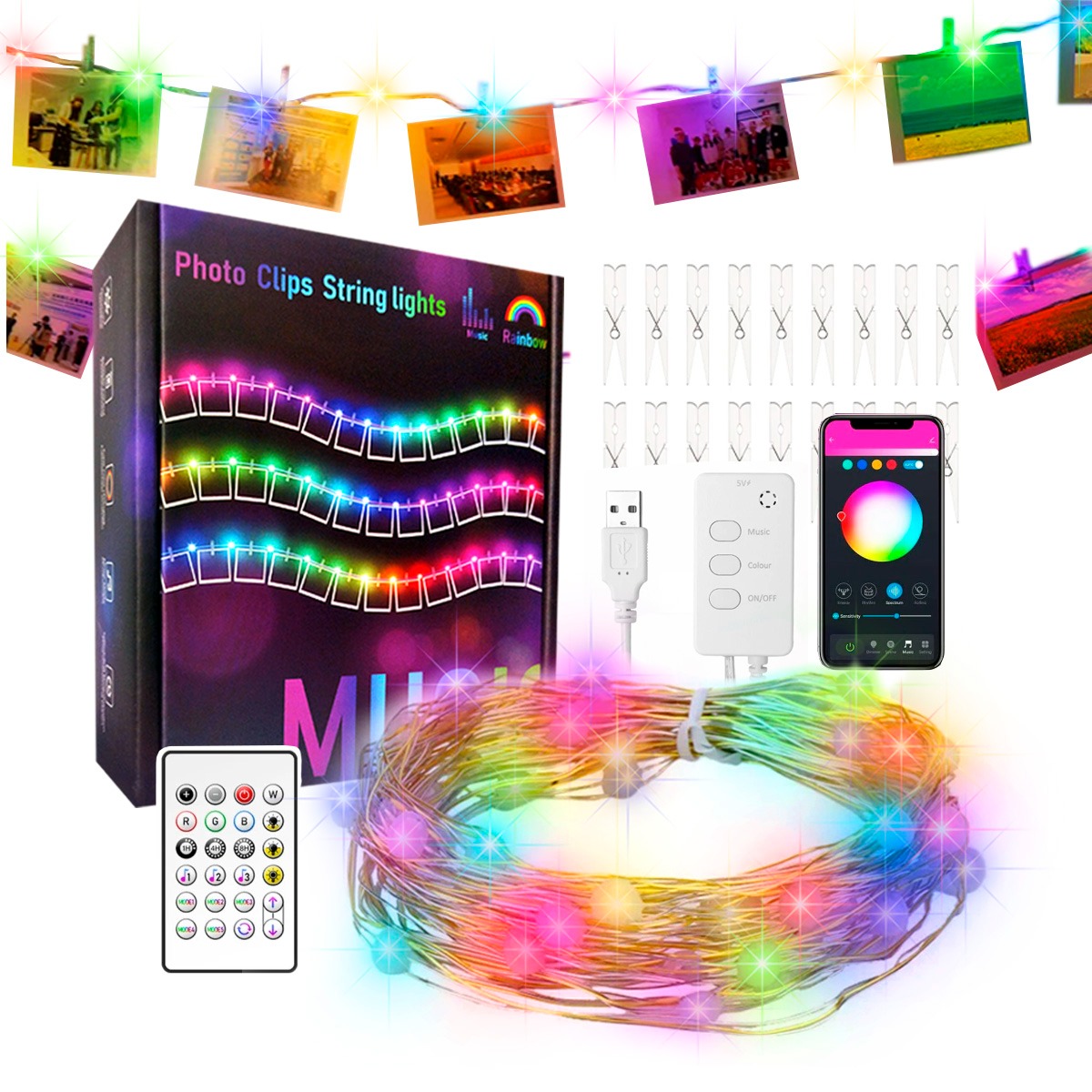 Foto Clips Portaretratos Con Luz Led Decorativa Dosyu