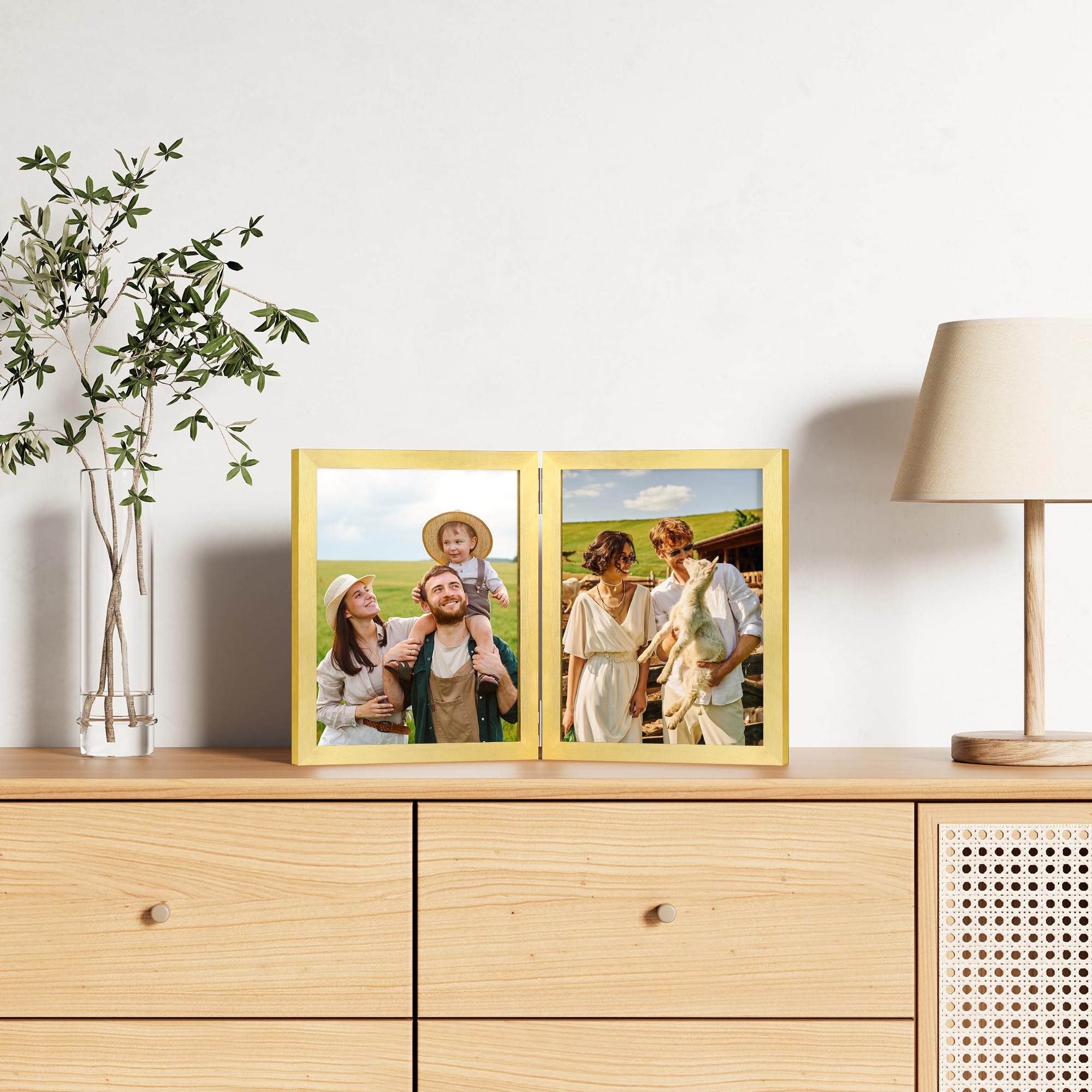 Foto 2 | Marco De Fotos Decoruhome Double, 20 X 25 Cm, Vertical, Dorado - Venta Internacional.