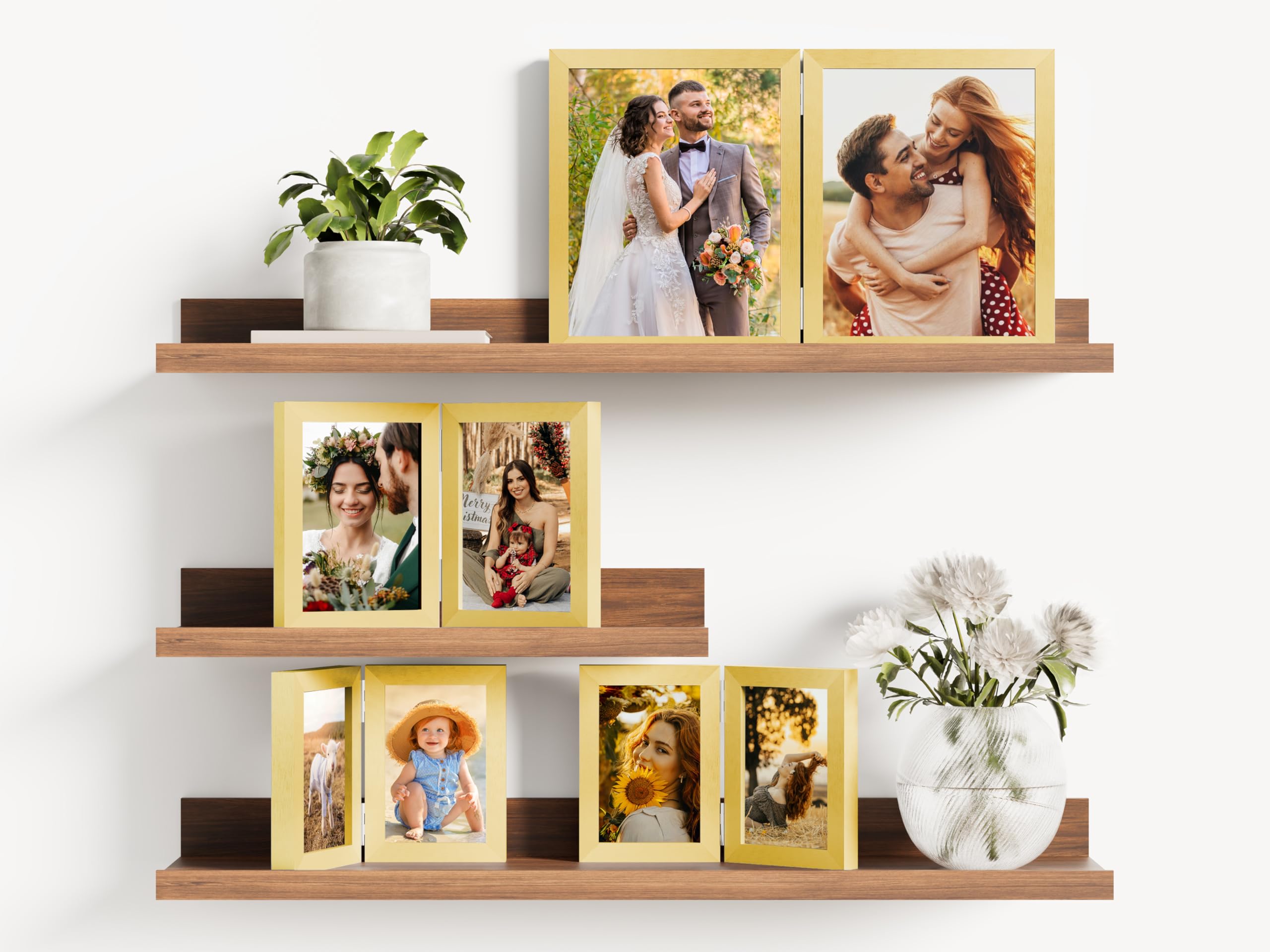 Foto 5 | Marco De Fotos Decoruhome Double, 20 X 25 Cm, Vertical, Dorado - Venta Internacional.