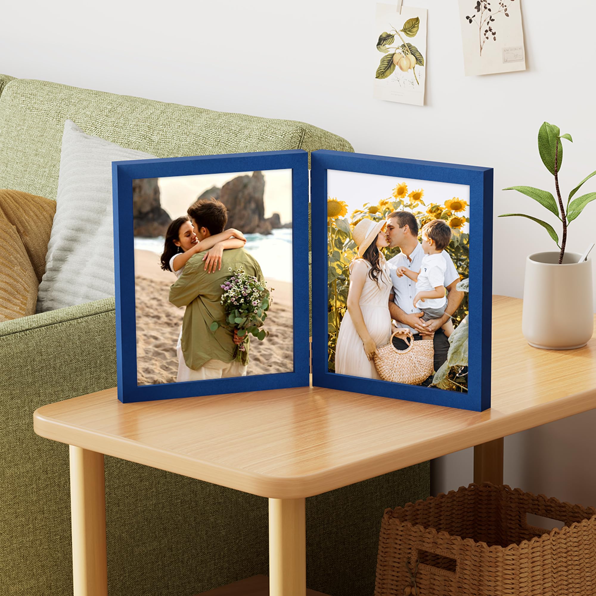 Foto 5 | Marco De Fotos Decoruhome Double, 20 X 25 Cm, Vertical, Madera Azul - Venta Internacional.