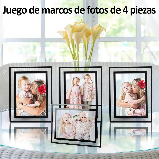 Foto 4 pulgar | Juego De 4 Marcos Xtellar De Vidrio Exquisitos De 5x7 Para Resaltar Tus Fotografías Y Arte