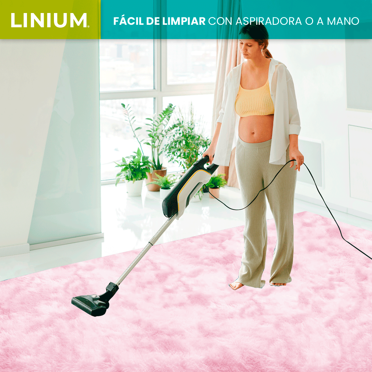 Foto 4 | Alfombra Linium Rosa 200 x 160 Cm