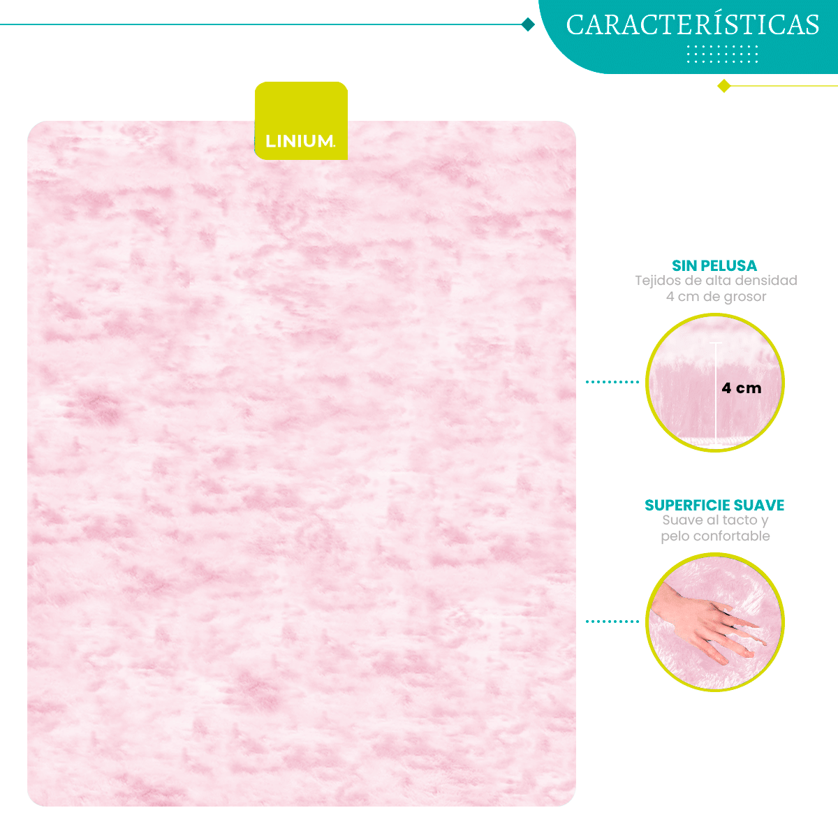 Foto 8 pulgar | Alfombra Tapete Suave Linium 160 X 120 Cm Rosa Palo