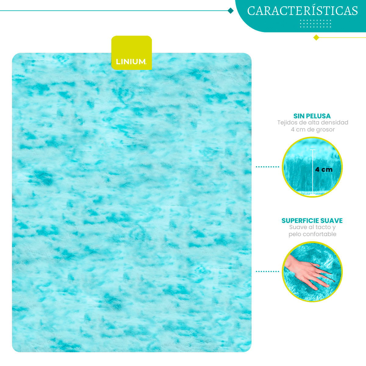 Foto 7 pulgar | Alfombra Tapete Suave Linium 160 X 120 Cm Azul Claro
