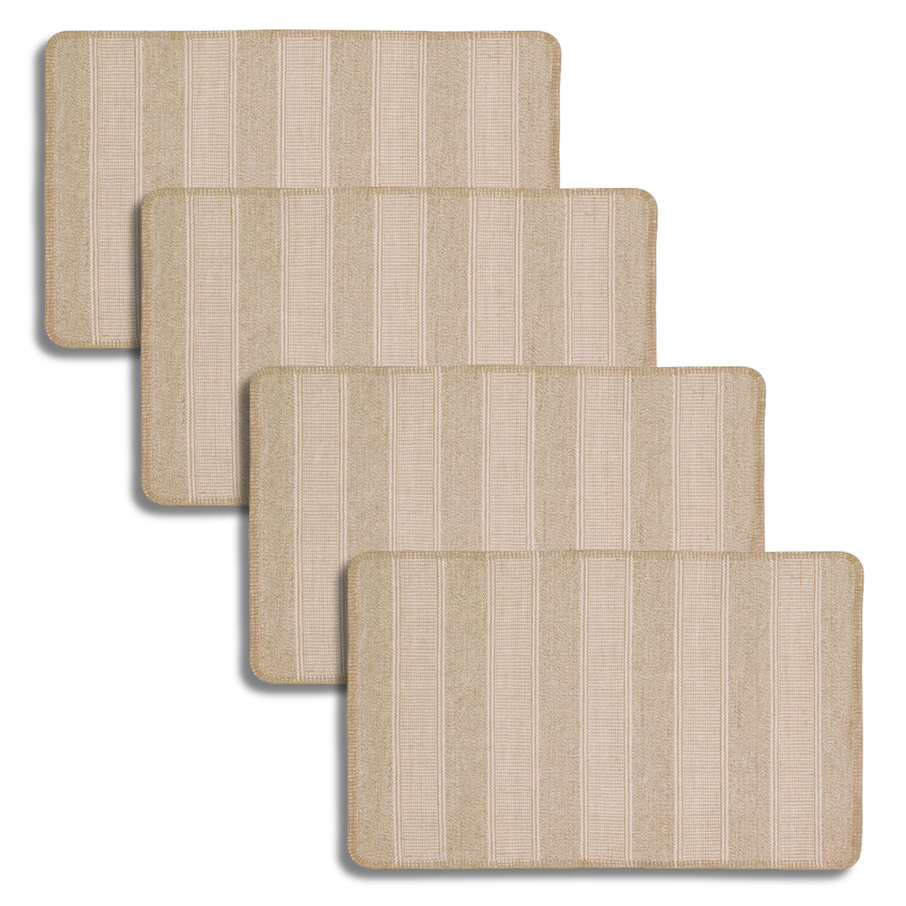 Tapete De Algodón Y Yute Beige-blanco 50x80 Cm - Duradero Cálido Y Elegante 4pzs