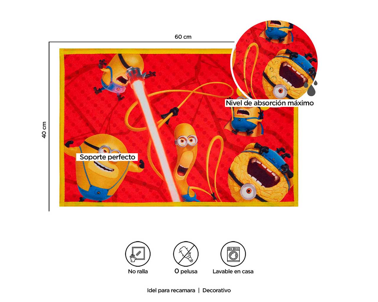 Foto 5 pulgar | Tapete Decorativo Multiusos Minions Go