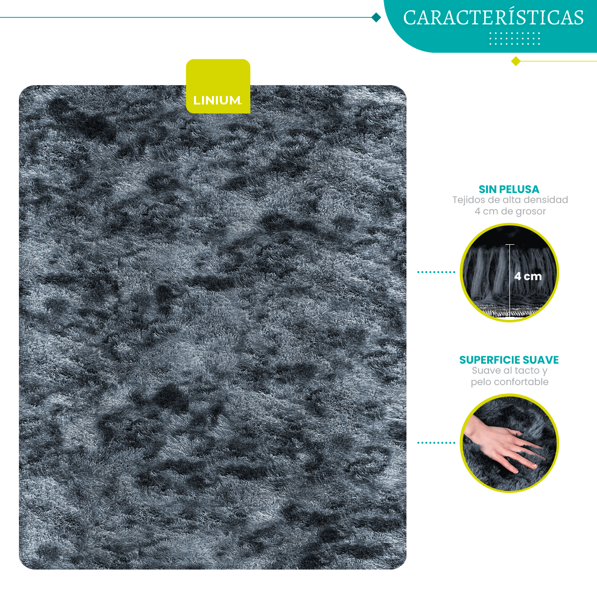 Foto 7 pulgar | Alfombra Tapete  Linium Color Gris Oxford Suave Premium