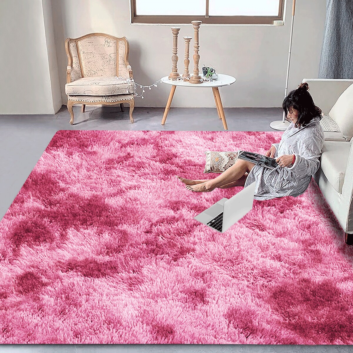 Alfombra Tapete  Linium Color Rosa Suave Premium $748
