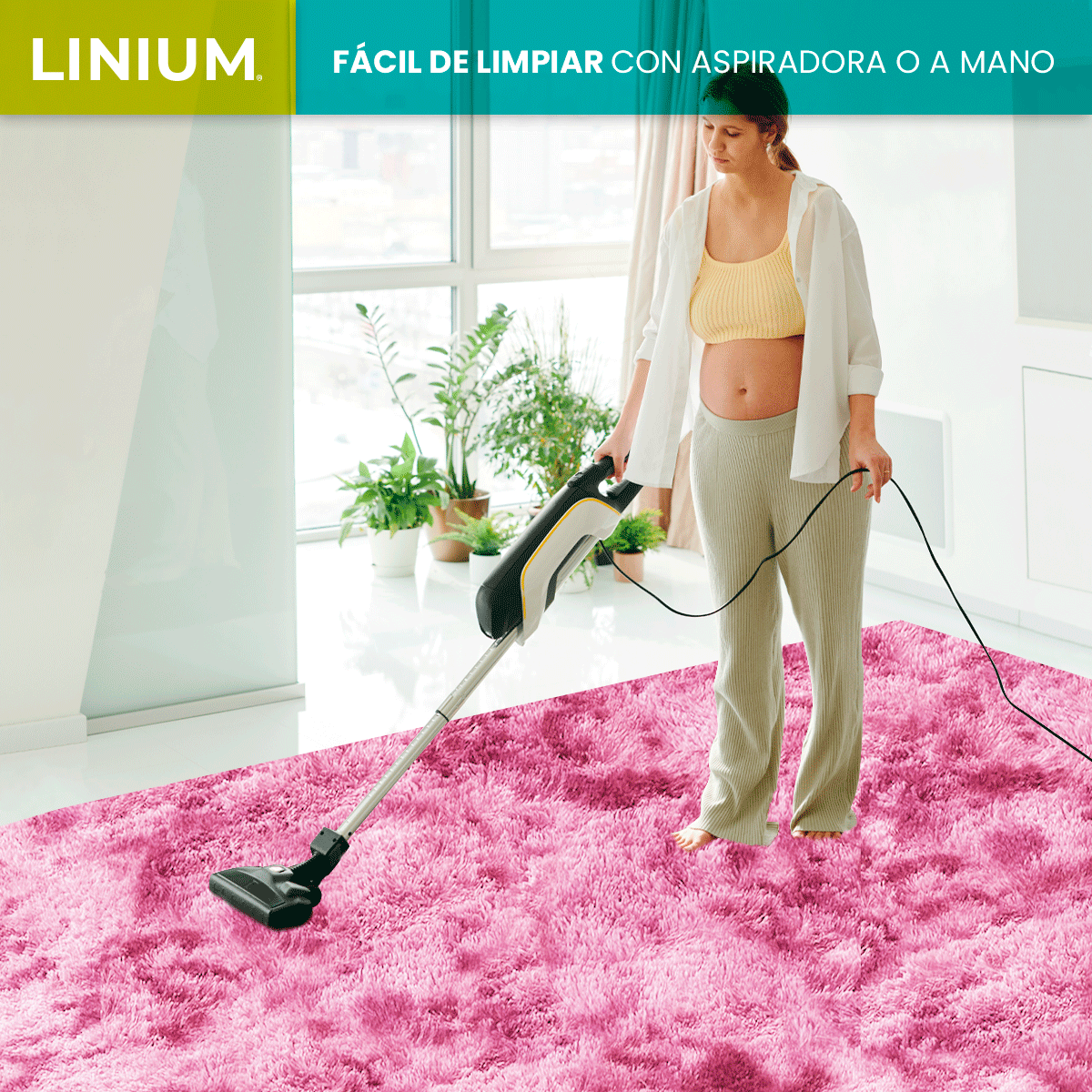 Foto 4 pulgar | Alfombra Tapete  Linium Color Rosa Suave Premium