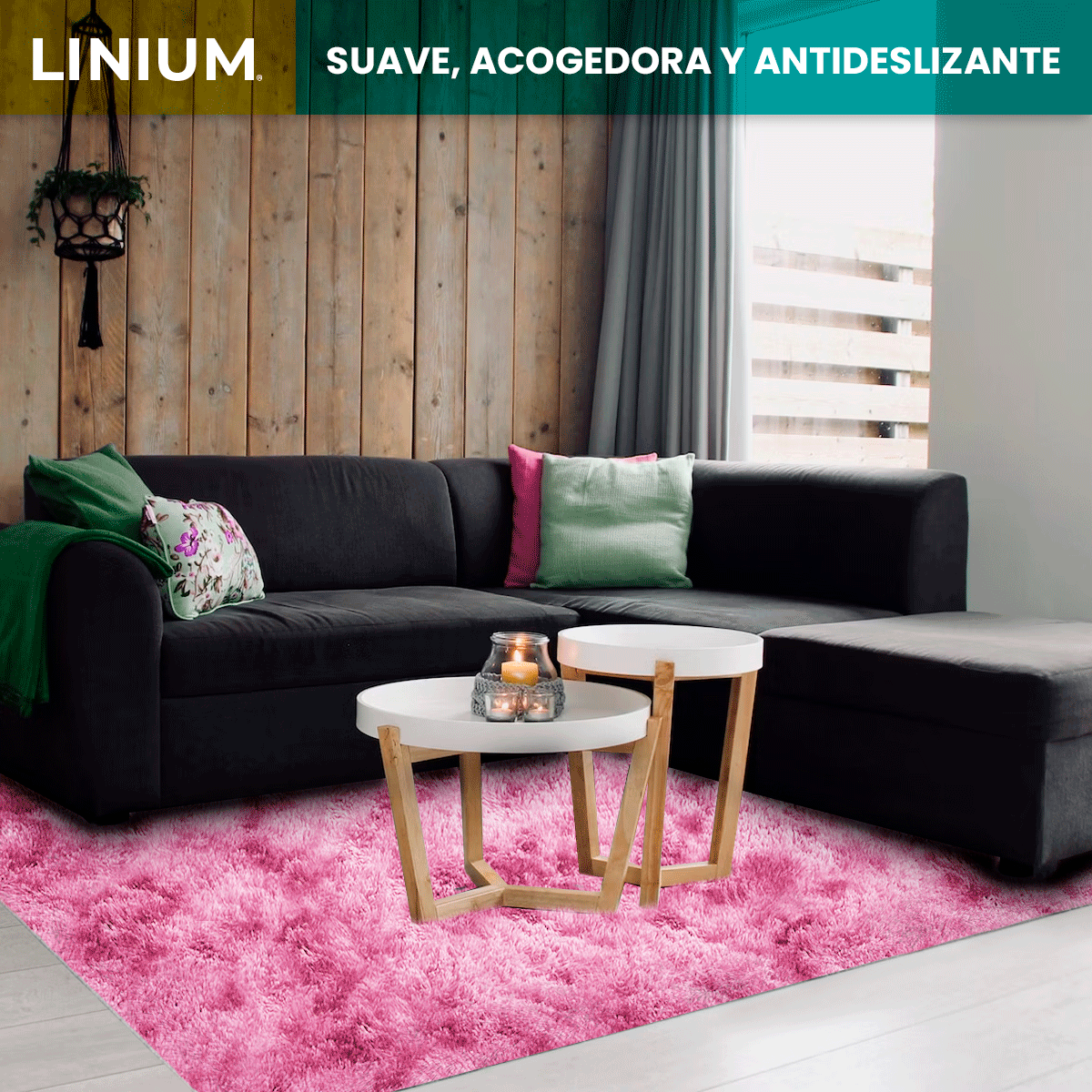 Foto 6 pulgar | Alfombra Tapete  Linium Color Rosa Suave Premium