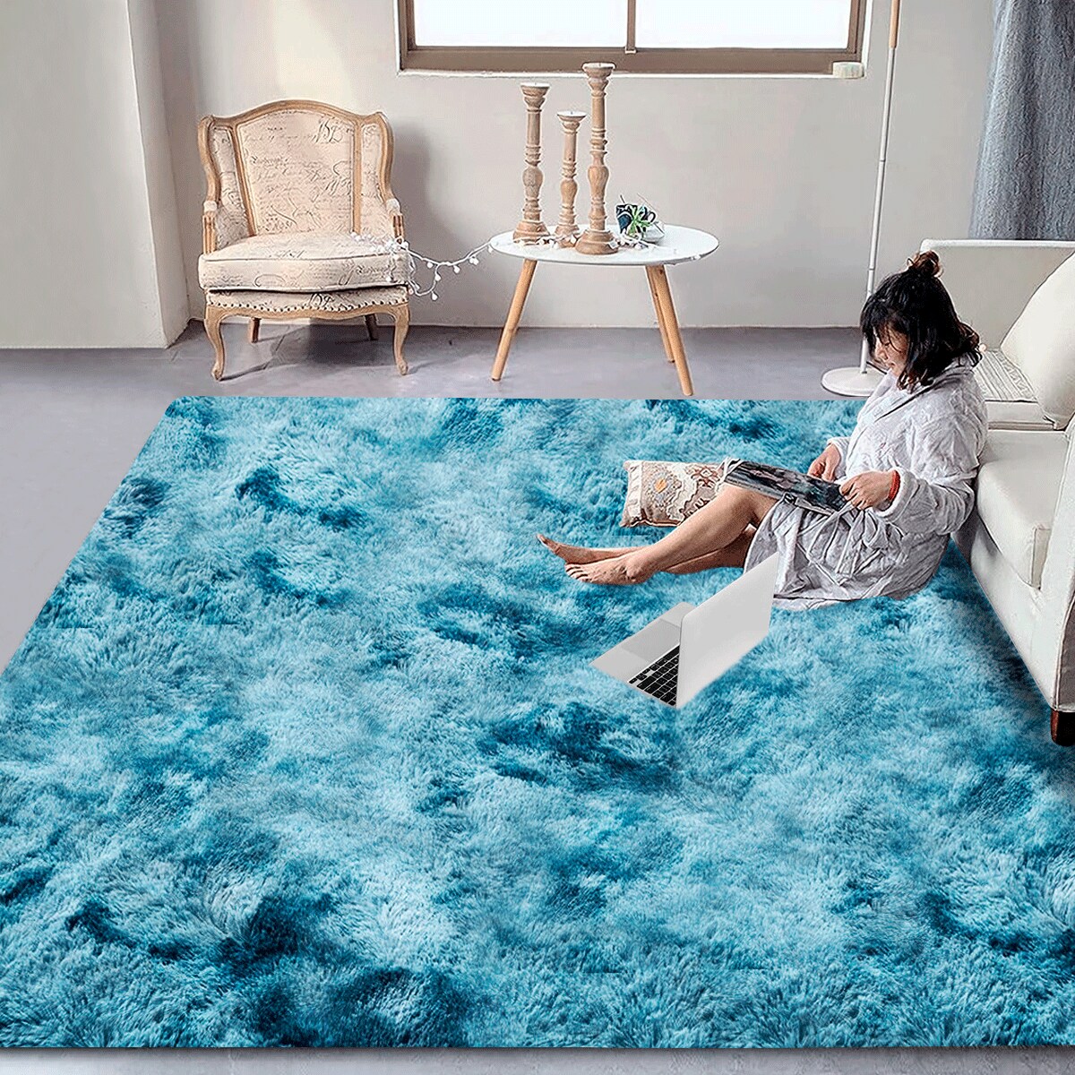 Alfombra Tapete  Linium Color Azul  Suave Premium $748