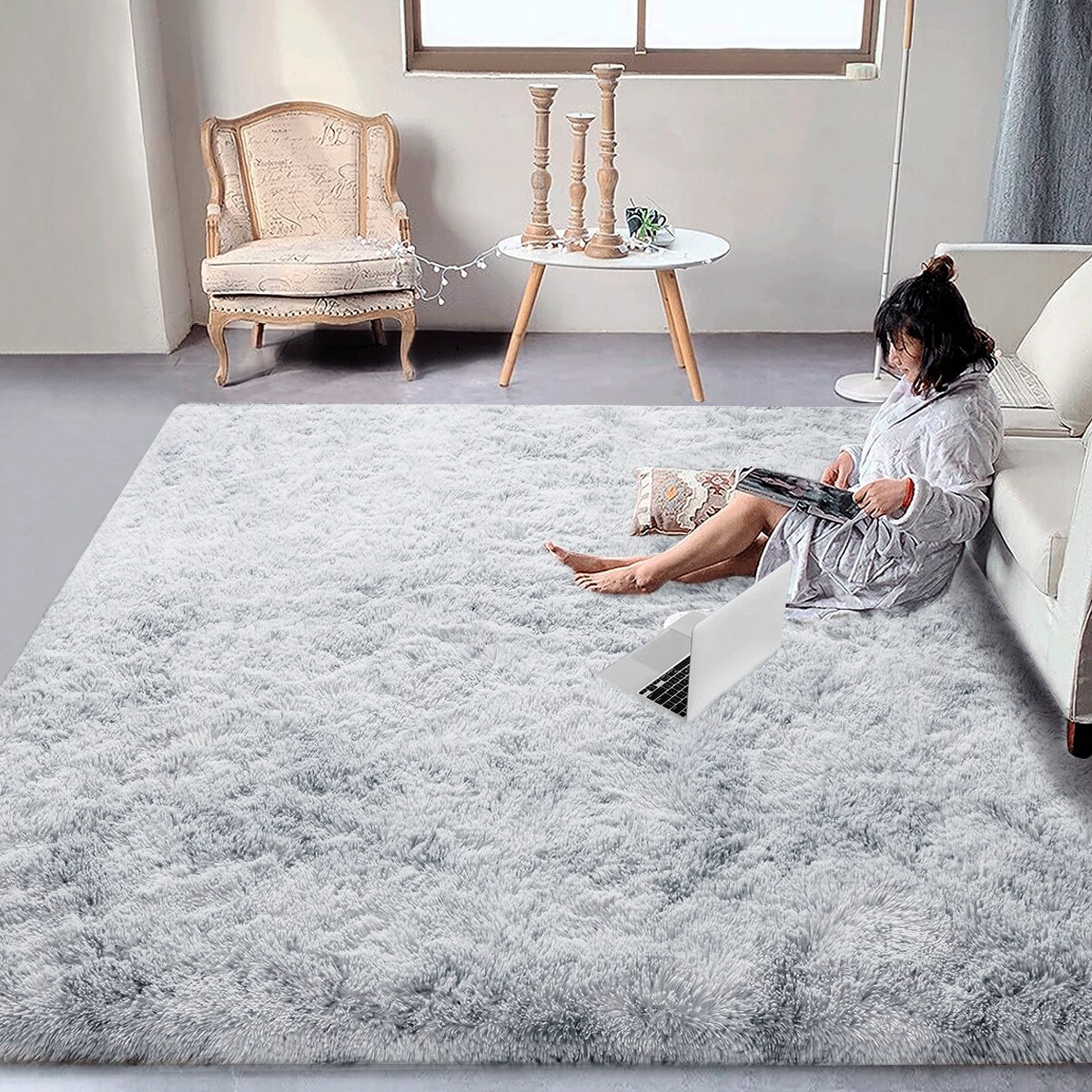 Alfombra Tapete Linium Color Gris Claro Suave Premium $748
