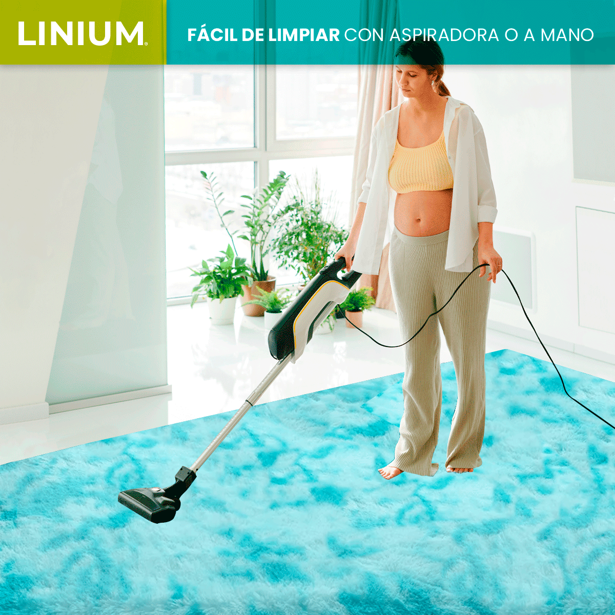 Foto 4 pulgar | Alfombra Tapete  Linium Color Azul Claro Suave Premium