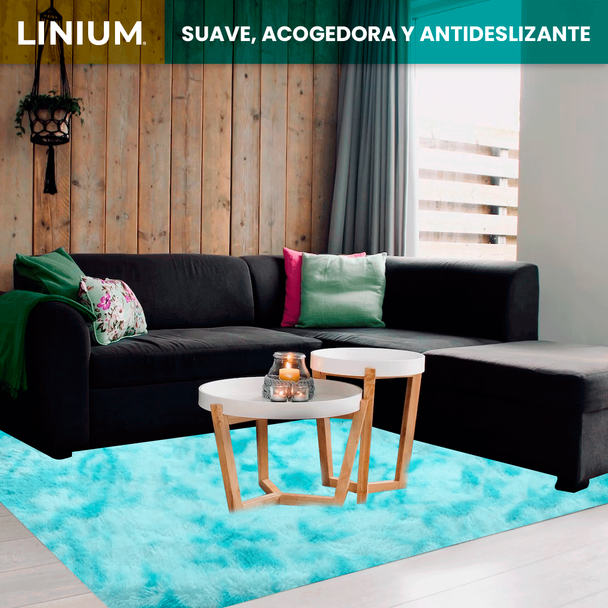 Foto 5 | Alfombra Tapete  Linium Color Azul Claro Suave Premium