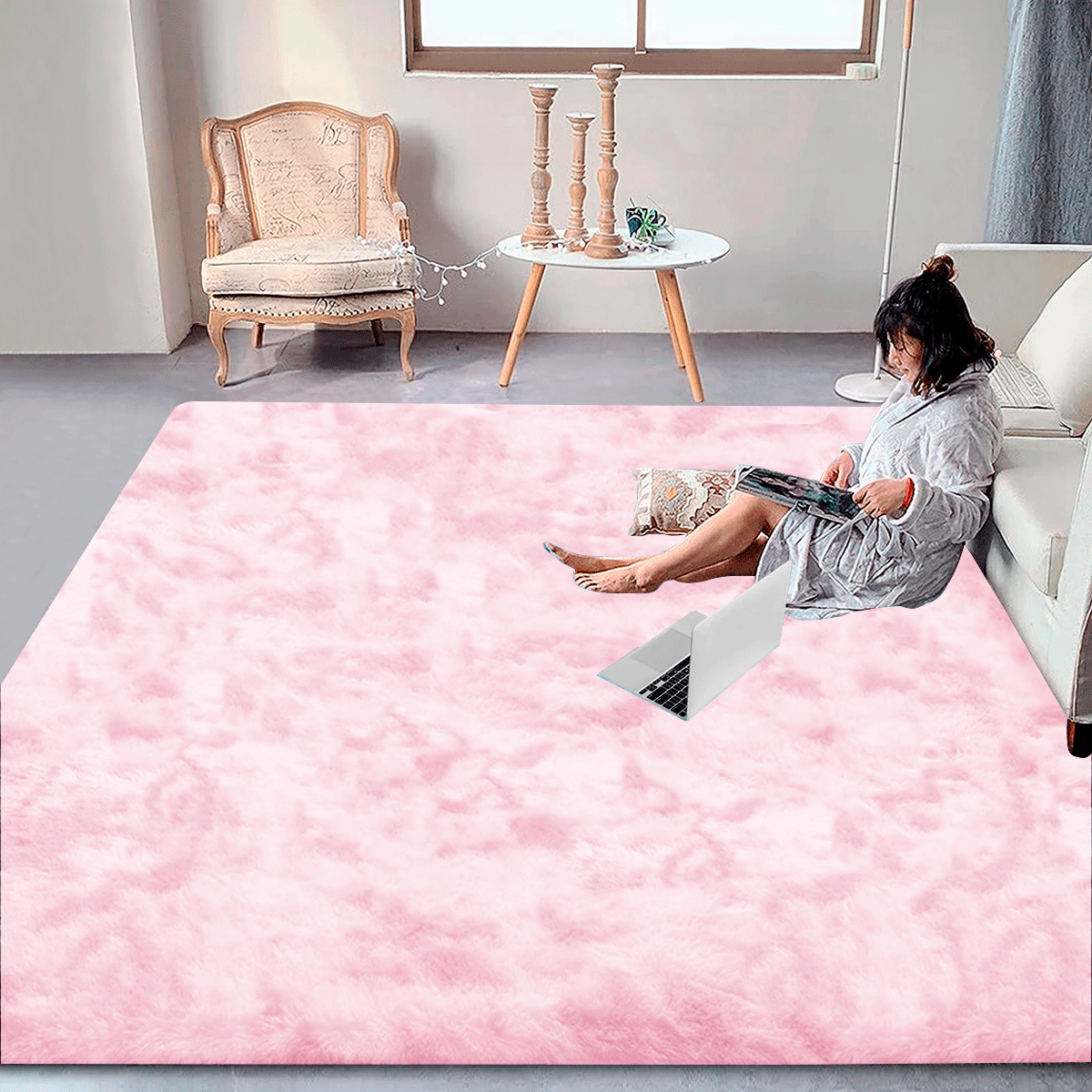 Alfombra Tapete  Linium Color Rosa Claro Suave Premium