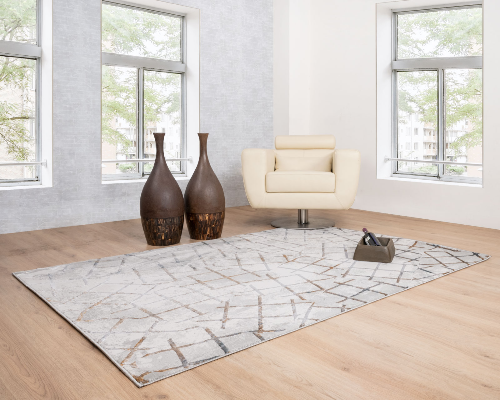 Foto 5 | Tapete Alfombra Adara Oro Gris Azul 200x290