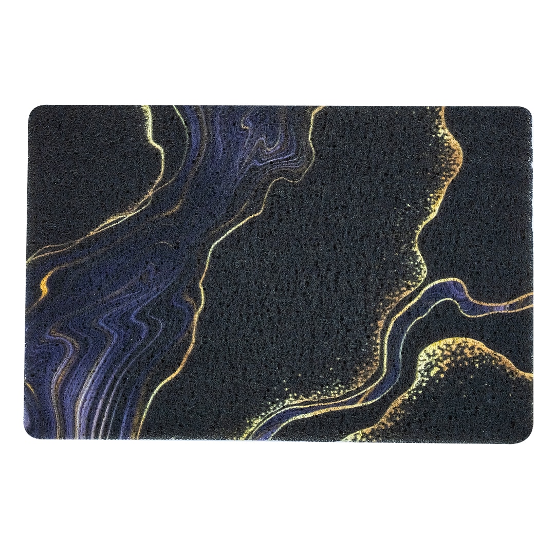 Tapete Marmoleado Negro/morado /dorado $279