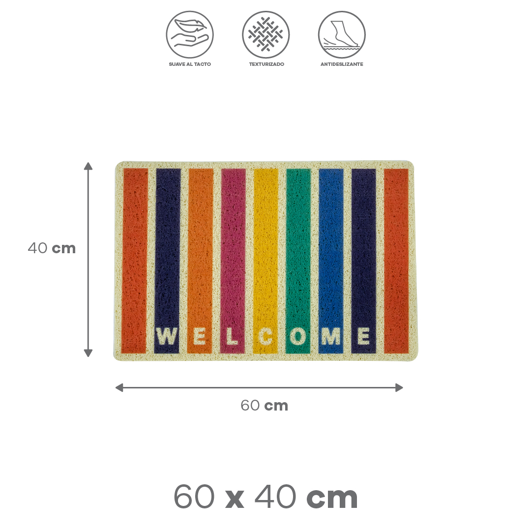 Foto 3 pulgar | Tapete Multicolor ''welcome'' 40x60cm