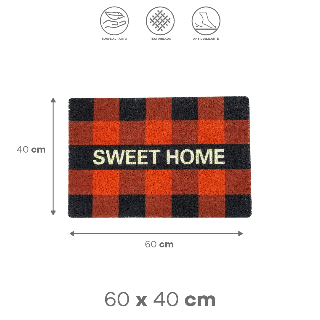 Foto 3 pulgar | Tapete Naranja/negro ''sweet Home'' 40x60c