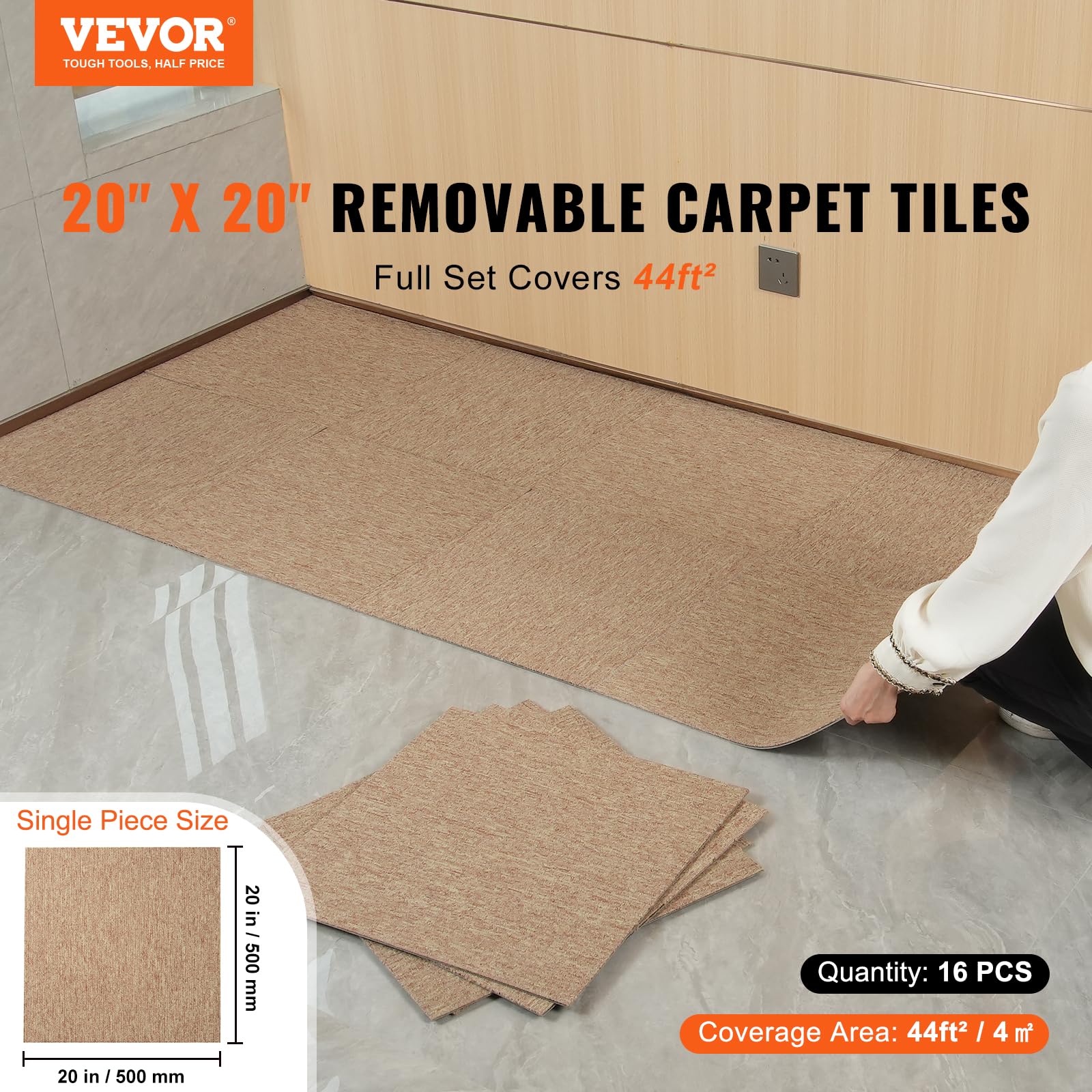 Foto 3 pulgar | Alfombra Vevor, Reutilizables, 20 X 20 Cm, Con Acolchado, 16 Unidades, Color Marrón Oscuro - Venta Internacional.