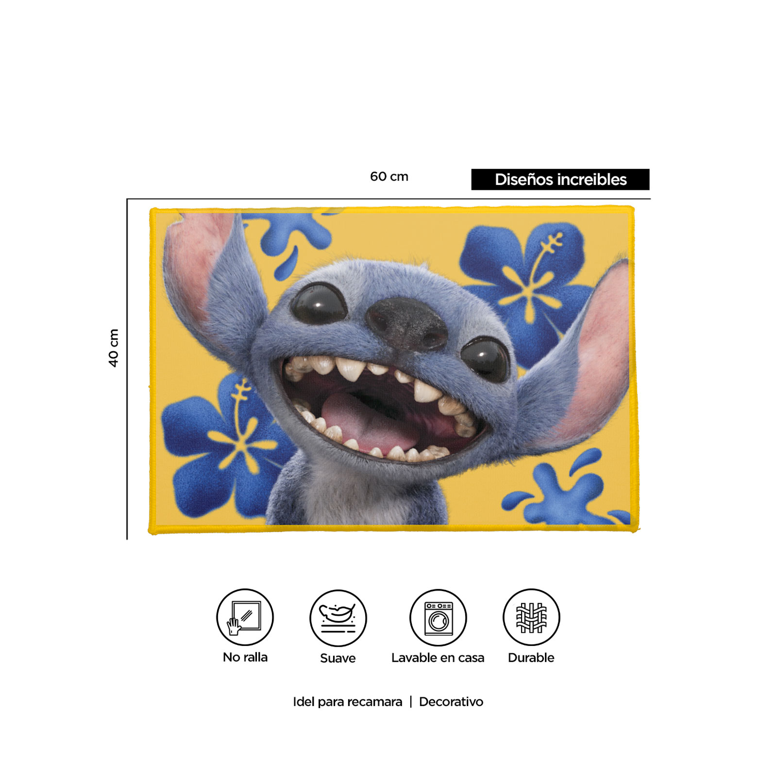 Foto 4 pulgar | Tapete Decorativo Multiusos Stitch Alegría