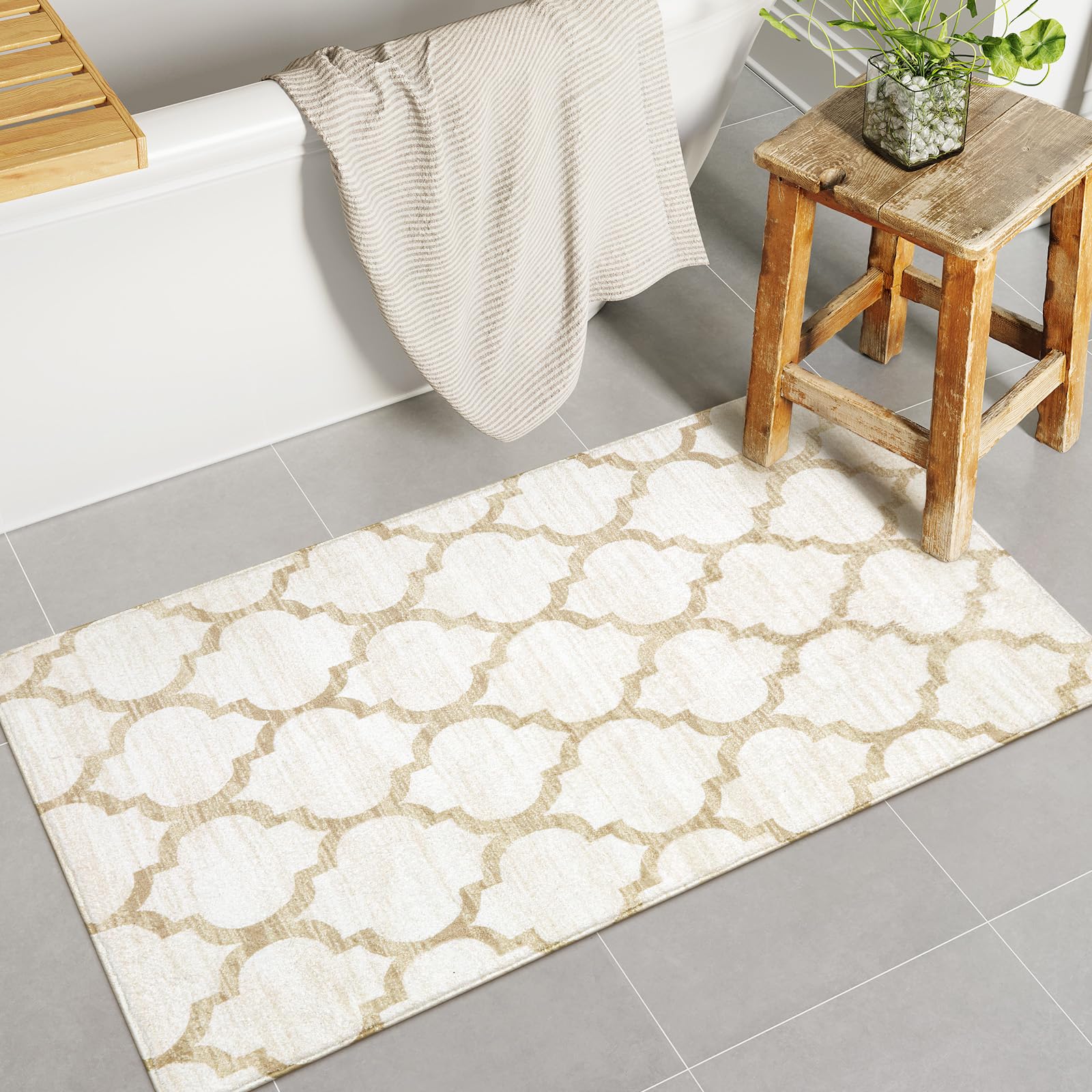 Foto 3 pulgar | Alfombra Lahome Moroccan Runner De 60 X 120 Cm, Color Beige, Lavable - Venta Internacional.