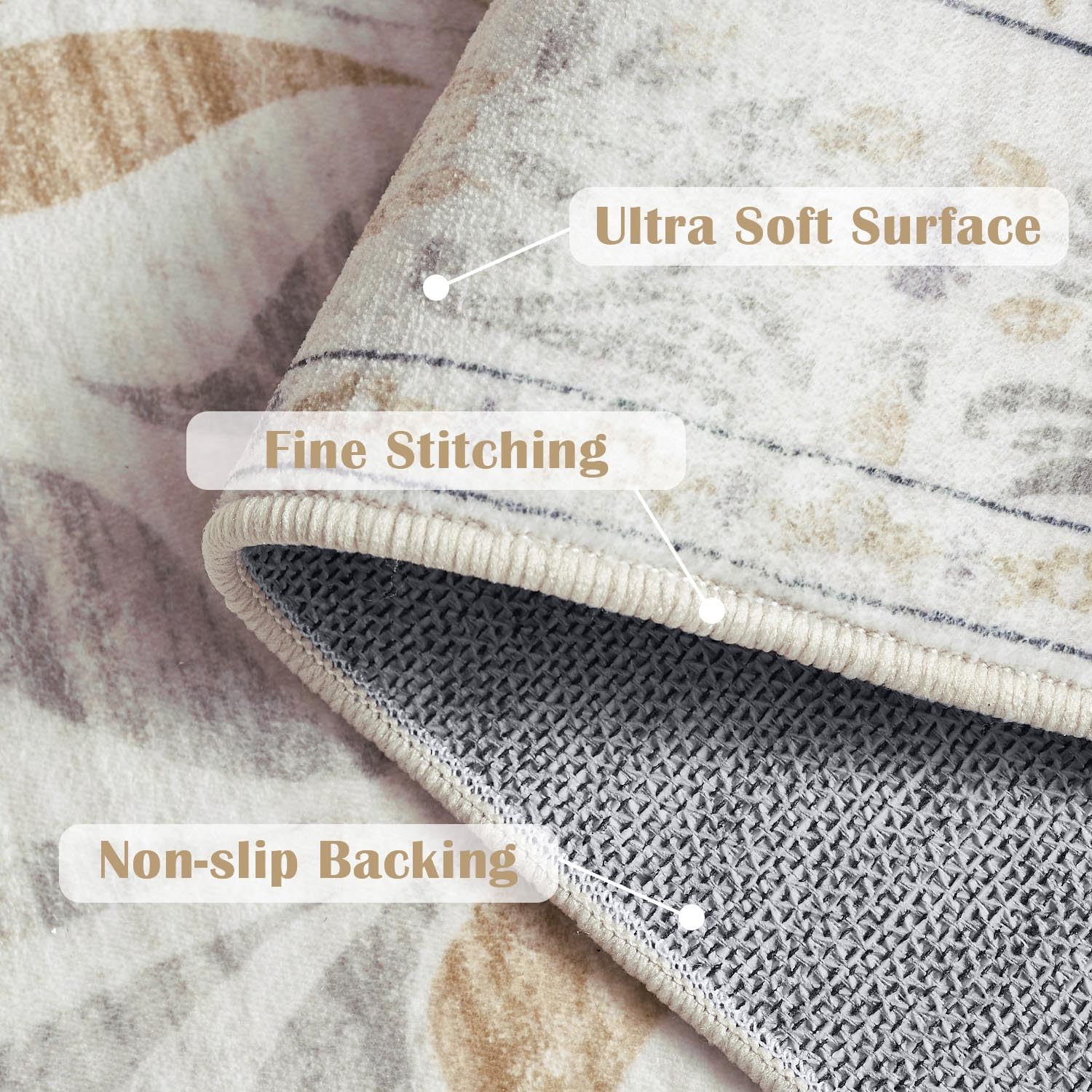 Foto 4 pulgar | Alfombra Runner Jinchan Vintage Con Estampado Floral, 60 X 210 Cm, Lavable, Color Gris Claro - Venta Internacional.