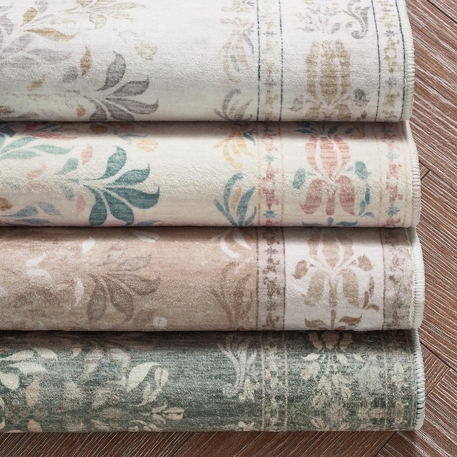 Foto 8 pulgar | Alfombra Runner Jinchan Vintage Con Estampado Floral, 60 X 210 Cm, Lavable, Color Gris Claro - Venta Internacional.